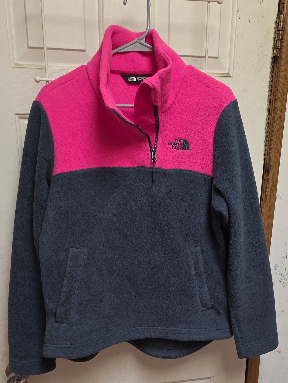 The North Face Pink and Gray Fleece Quarter-Zip Pullover